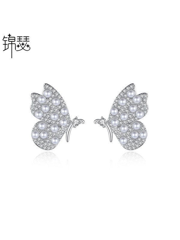 Butterfly Asian style stud earrings double earrings