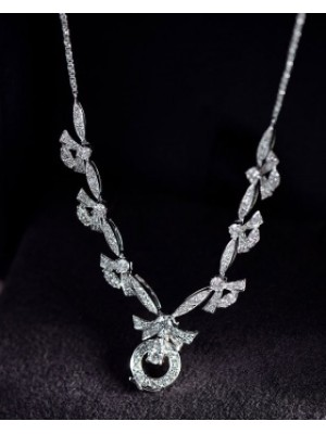 Chain inlay diamond necklace