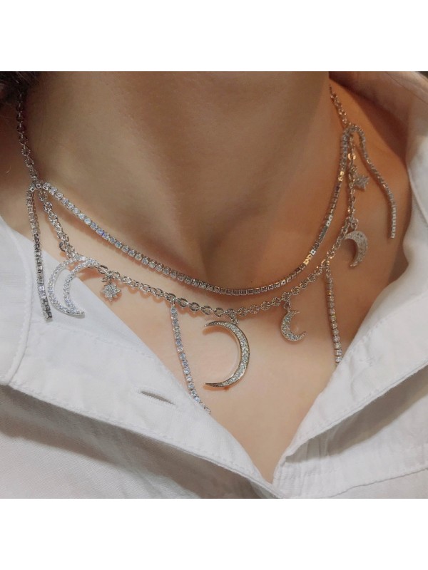 Chain double pendant necklace