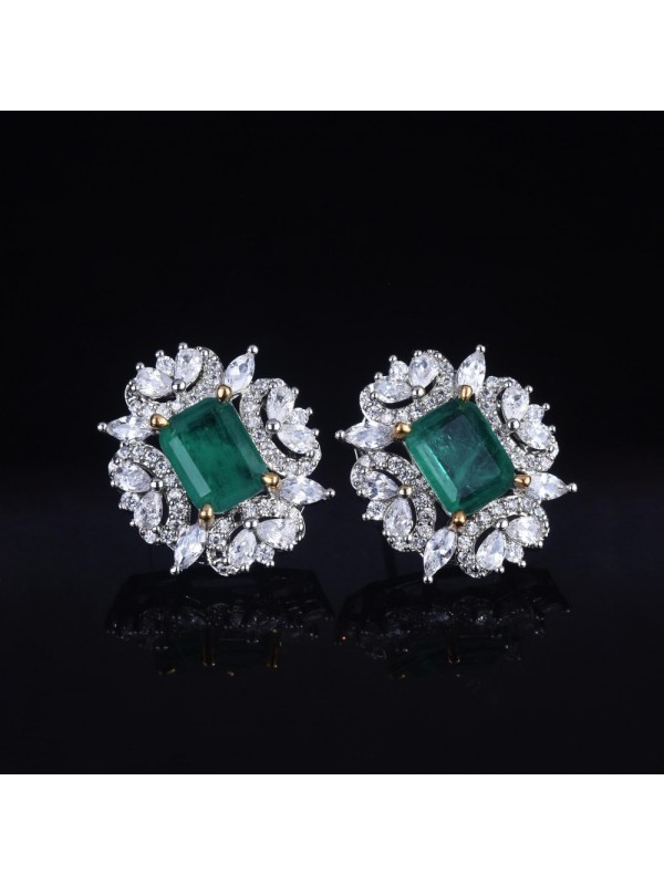 Square European style ring luxurious stud earrings a set