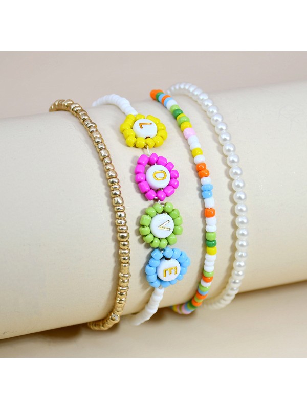 Elasticity flowers European style bracelets a set for women