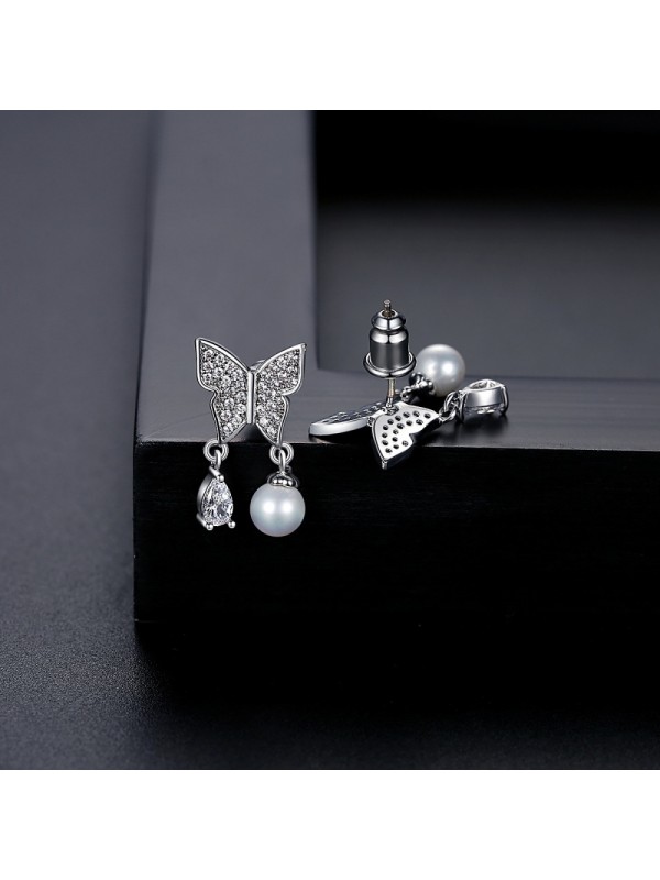 Butterfly stud earrings antique silver accessories