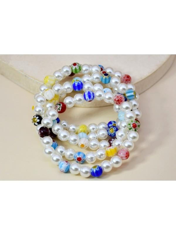 Beads glaze colors pearl simple elasticity bracelets