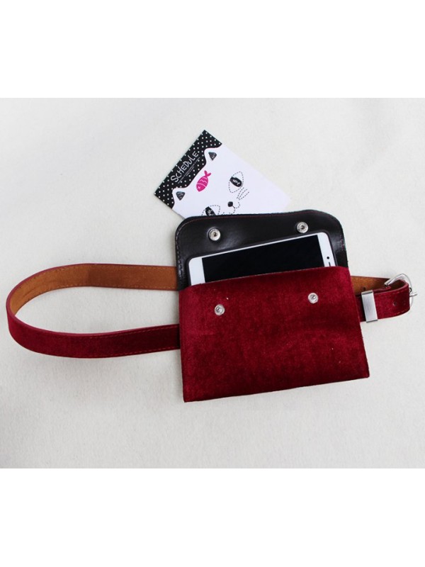 All-match flannel belt Punk style phone package for women