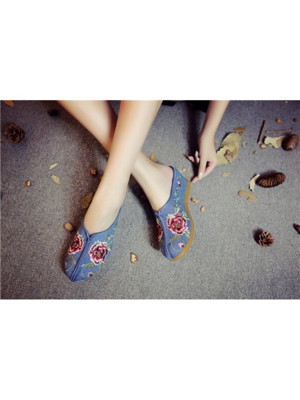 Gum-rubber outsole national style slipsole slippers for women